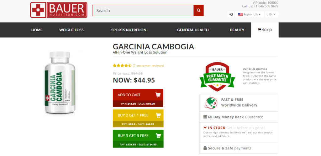 Buy Garcinia Cambogia Bauer Nutrition