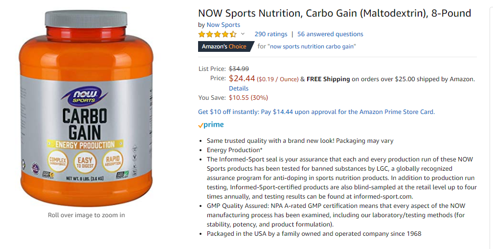 best mass gainer supplement - now sports carbo gain