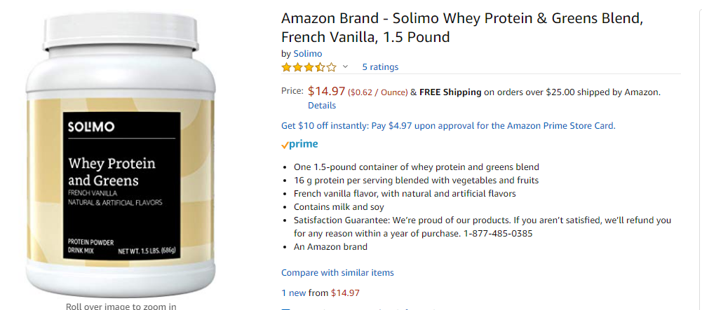 best mass gainer supplement - solimo whey protein powder 