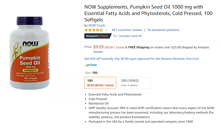 best prostate supplement - pumpkin seed oil 
