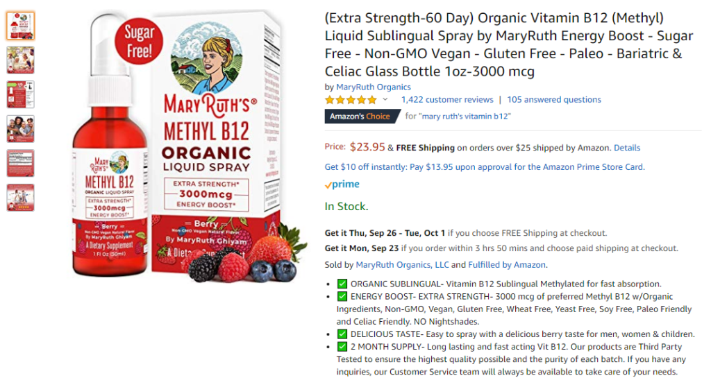best vitamin b12 supplement - mary ruth's 