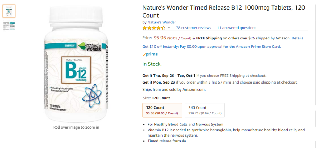 best vitamin b12 supplement - nature's wonder