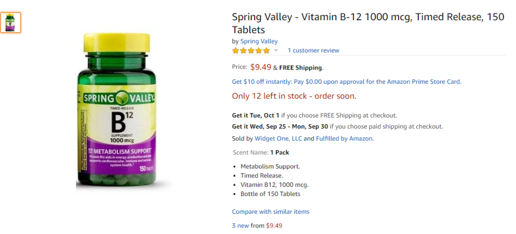 best vitamin b12 - spring valley 