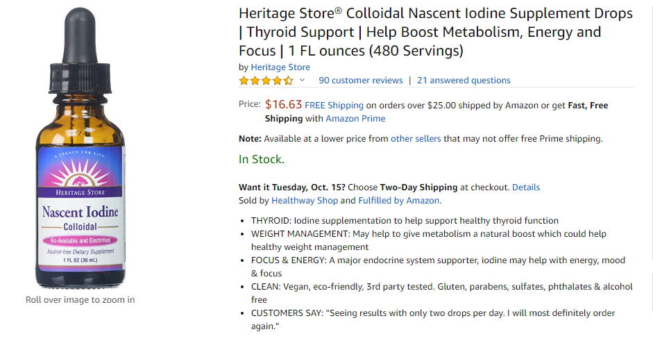 best iodine supplement - heritage store colloidal nascent 