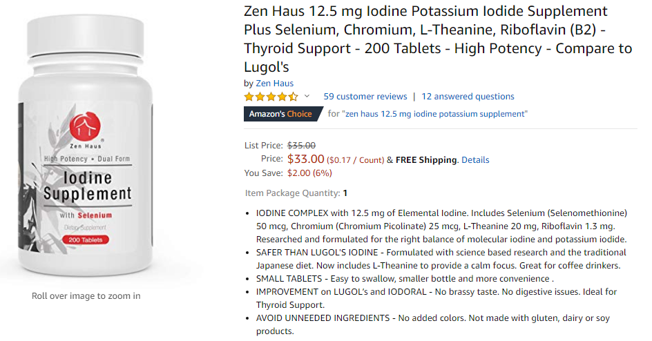 best iodine supplement - zen haus 12.5 mg 