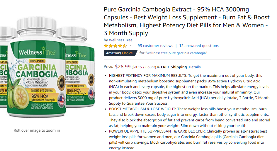 best natural supplements for weight loss - wellness tree garcinia cambogia 