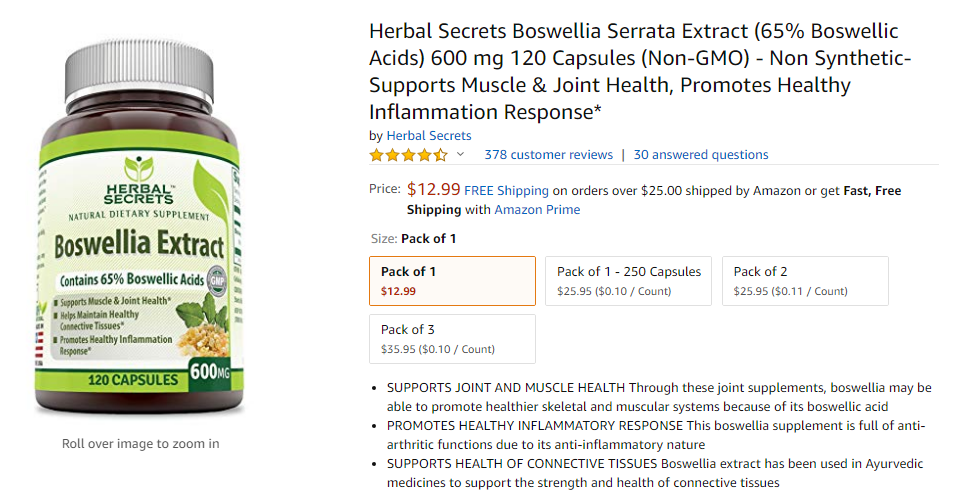 best supplements for arthritis - boswellia extract 