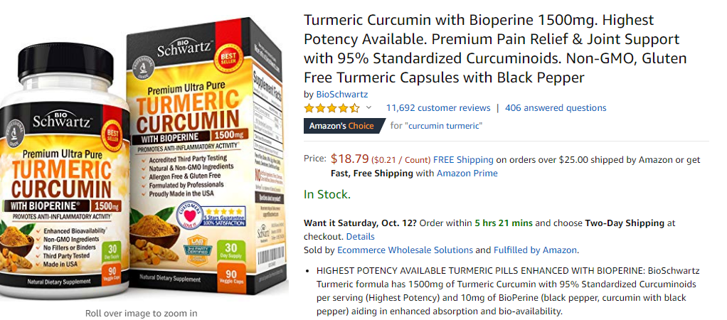 best supplements for arthritis - curcumin / turmeric 
