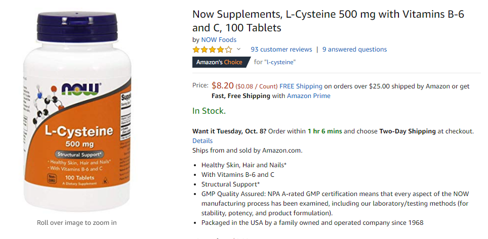 best supplements for hair loss - l-cysteine