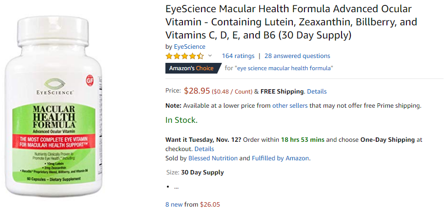 best eye supplements - eyescience macular health formula 