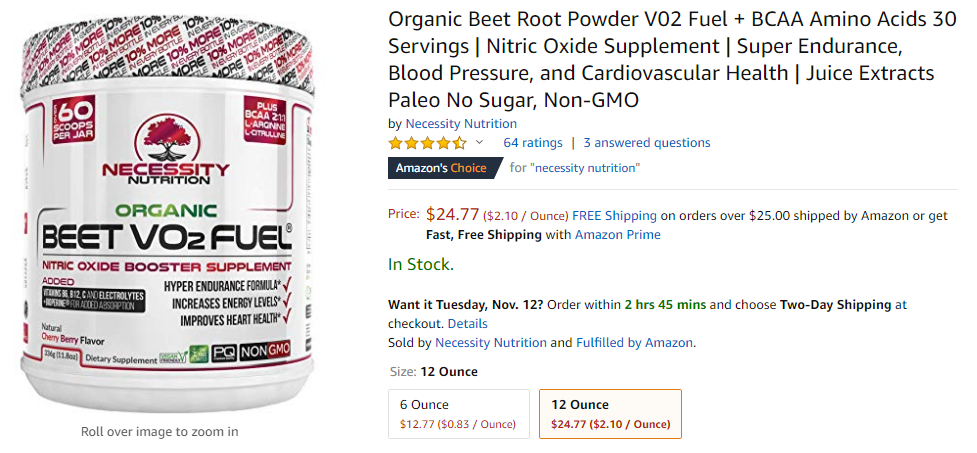 best heart supplements - necessity nutrition organic beetroot powder
