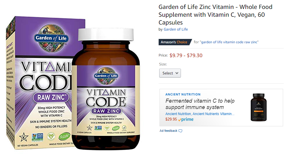 best zinc supplements - garden of life vitamin code 