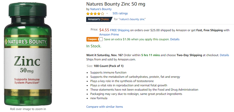 best zinc supplements - nature's bounty 
