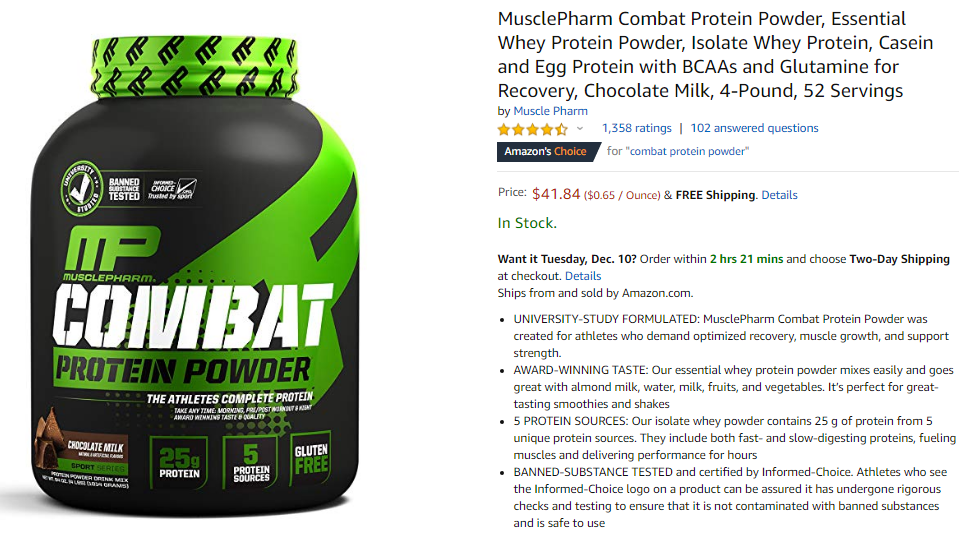 cheap protein powder musclepharm combat 
