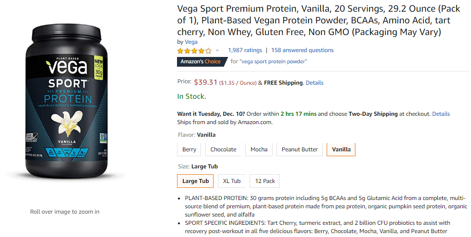cheap protein powder vega sport premium 